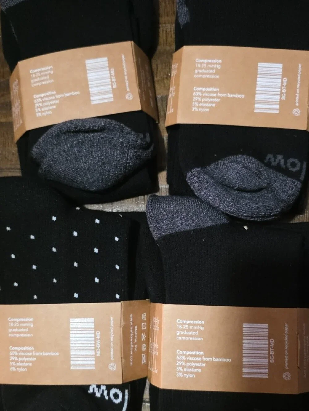 Wellow Men's Black Dress Compression Socks - 4 Pack